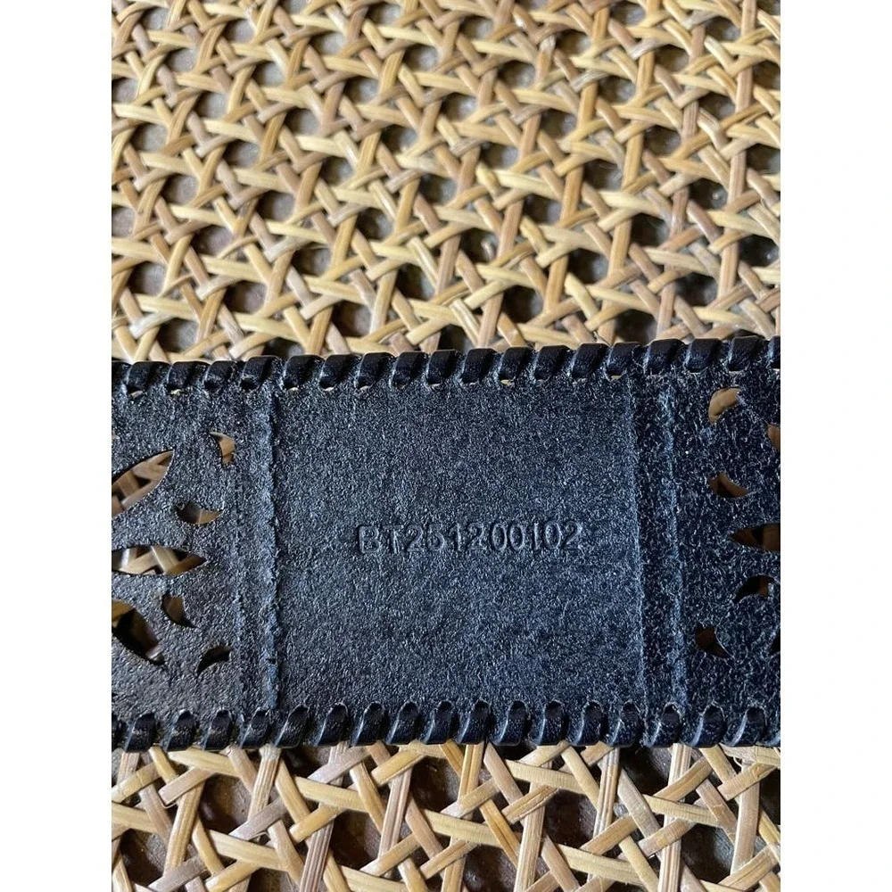 Fossil Braided Fringe Tooled Cut Out Leather Belt Medium